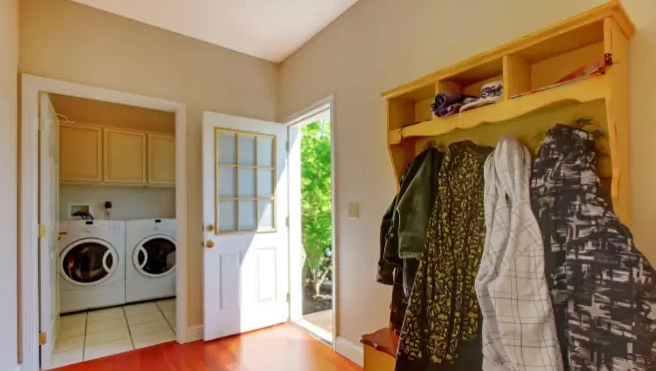 Mudroom in home.