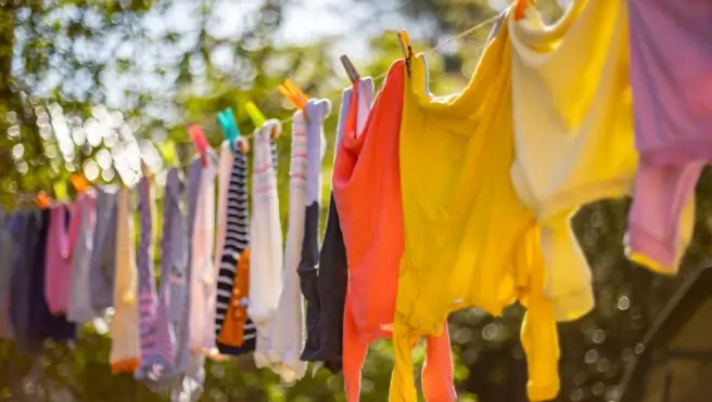 Laundry air-drying outside.