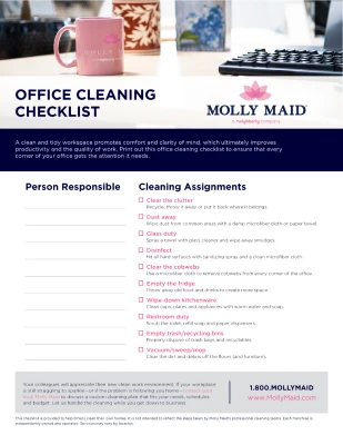 Molly Maid office cleaning checklist.