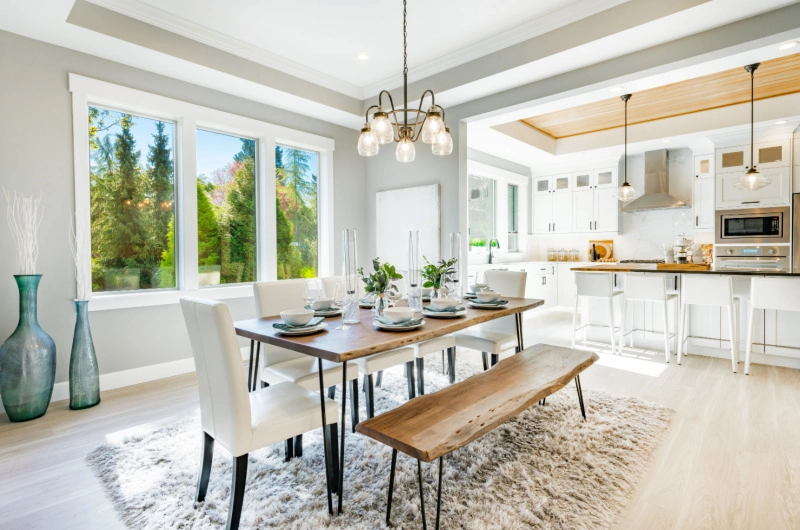 Dining area inside vacation rental home.