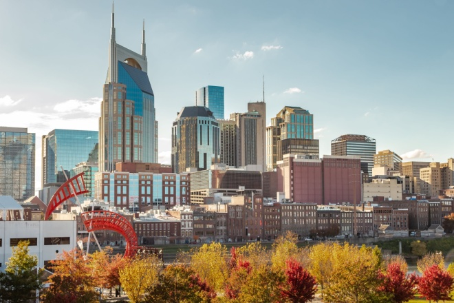 Downtown Nashville city skyline.