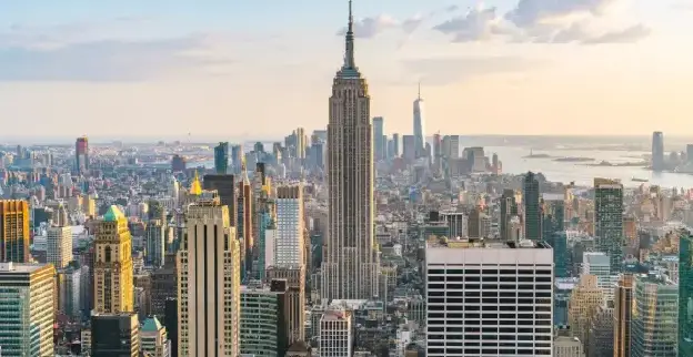 View of New York City skyline.