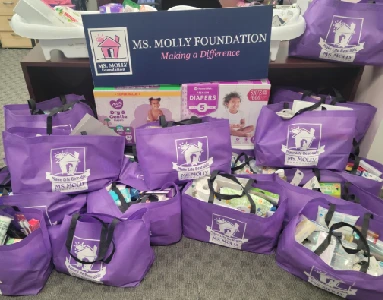 Purple Ms. Molly Foundation bags.