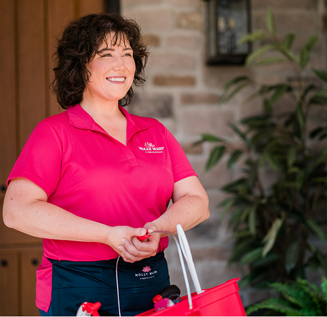 Molly Maid ready to perform an eco friendly cleaning service.