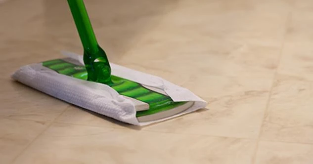 mop on vinyl floor