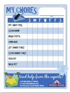 Blue kids chore chart