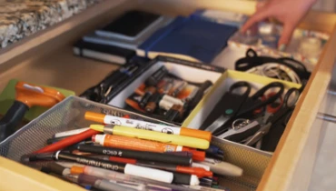 An organized junk drawer