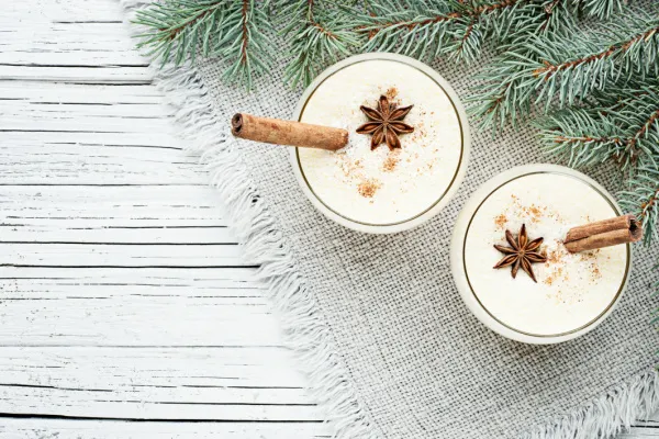 Two eggnog cocktails