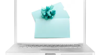 Laptop screen with email gift certificate