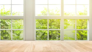 Large window inside of a home