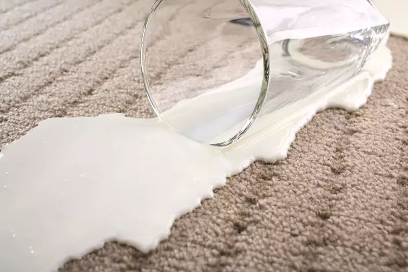 spilled milk glass on carpet